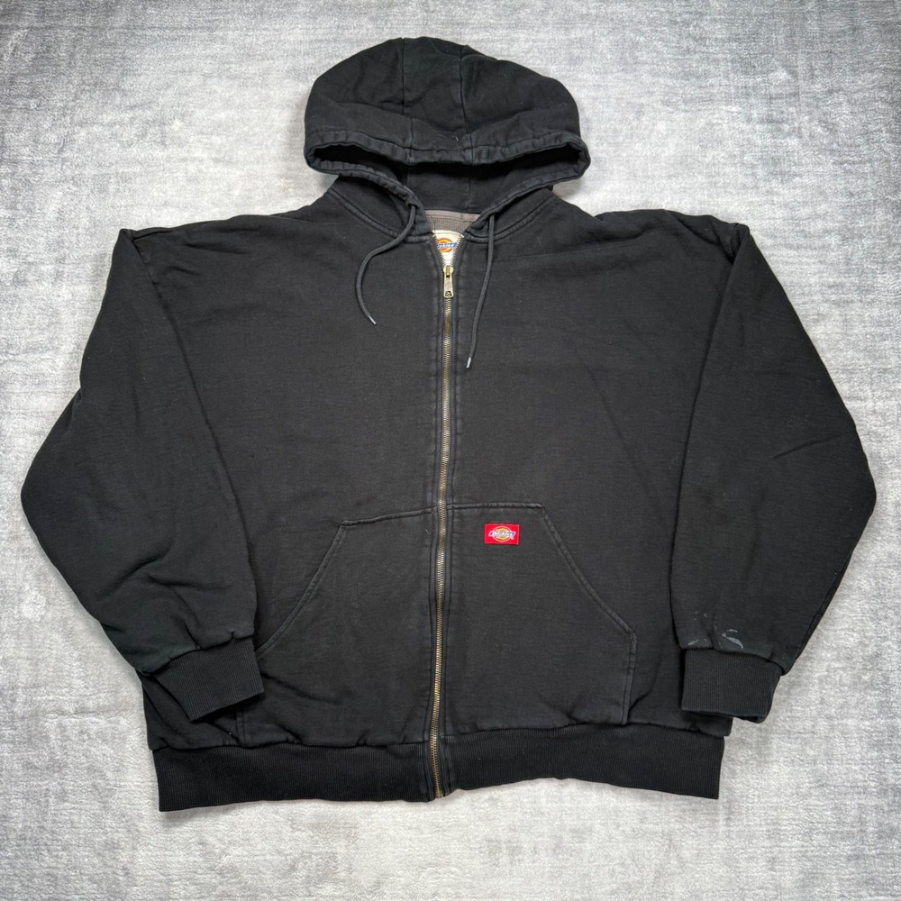 Dickies Sweatshirt Mens 2XL Black Thermal Lined Heavyweight Jacket Hoodie Work